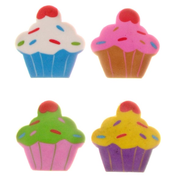 NEW Bulk Pack of 24 Cute Cupcakes Eraser Sets Party Favors Stocking Stuffer Art - Picture 3 of 4